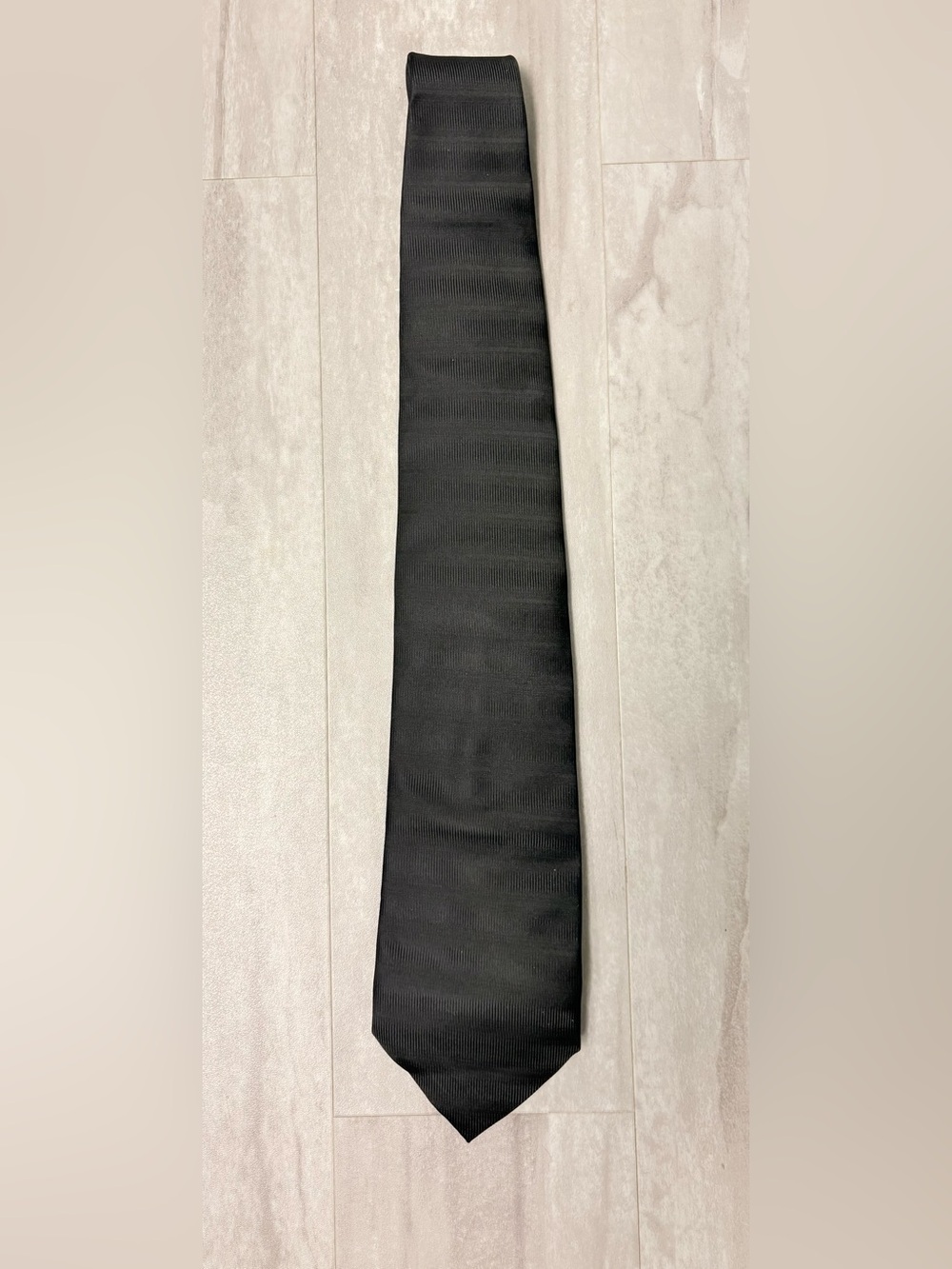HUGO BOSS Black Silk Tie Mens Textured Ribbed Jacquard Solid Slim Necktie Italy